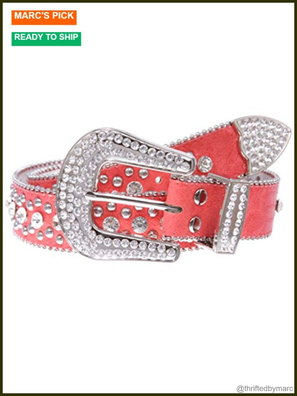 Western Rhinestone Studded Alligator Texture Leather Belt